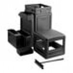 Lavex 42 Gallon Black Dome Top Trash Can with Paper Towel Dispenser, Squeegee, and Windshield Wash Station