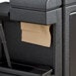 Lavex 42 Gallon Black Dome Top Trash Can with Paper Towel Dispenser, Squeegee, and Windshield Wash Station