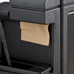 Lavex 42 Gallon Black Dome Top Trash Can with Paper Towel Dispenser, Squeegee, and Windshield Wash Station
