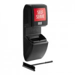 Lavex 42 Gallon Black Dome Top Trash Can with Paper Towel Dispenser, Squeegee, and Windshield Wash Station