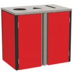 Lakeside 3420RD Rectangular Stainless Steel Liquid / Cup Refuse Station with Top Access and Red Laminate Finish - 26 1/2