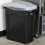 Rubbermaid® Slim Jim 64 Qt. / 16 Gallon Black Rectangular Trash Can with Light Gray Handled Lid Rubbermaid® Slim Jim 64 Qt. / 16 Gallon Black Rectangular Trash Can with Light Gray Handled Lid