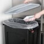 Rubbermaid® Slim Jim 64 Qt. / 16 Gallon Black Rectangular Trash Can with Light Gray Handled Lid Rubbermaid® Slim Jim 64 Qt. / 16 Gallon Black Rectangular Trash Can with Light Gray Handled Lid