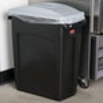 Rubbermaid® Slim Jim 64 Qt. / 16 Gallon Black Rectangular Trash Can with Light Gray Handled Lid Rubbermaid® Slim Jim 64 Qt. / 16 Gallon Black Rectangular Trash Can with Light Gray Handled Lid