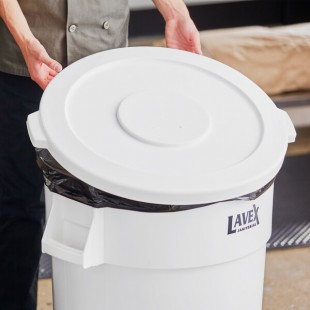 Lavex 44 Gallon White Round Commercial Trash Can Lid