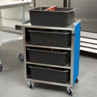 Lakeside 615BL Standard-Duty Stainless Steel Four Shelf Utility Cart with Enclosed Base and Royal Blue Finish - 16 1/2