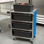Lakeside 615BL Standard-Duty Stainless Steel Four Shelf Utility Cart with Enclosed Base and Royal Blue Finish - 16 1/2