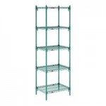 Metro 5AA317K3 Stationary Super Erecta Adjustable 2 Series Metroseal Green Wire Shelving Add On Unit - 18 Metro 5AA317K3 Stationary Super Erecta Adjustable 2 Series Metroseal Green Wire Shelving Add On Unit - 18