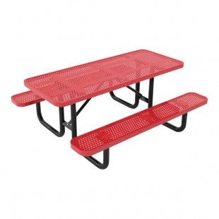 Lifeyard 6' Red Perforated Metal Picnic Table