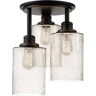 Globe Rustic Oil-Rubbed Bronze / Seeded Glass Semi-Flush Mount Light - 120V, 60W Globe Rustic Oil-Rubbed Bronze / Seeded Glass Semi-Flush Mount Light - 120V, 60W