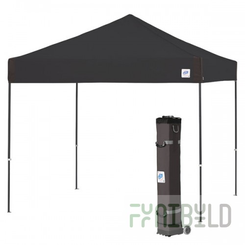 E-Z Up PR3SG10BK Pyramid Instant Shelter 10' x 10' Black Canopy with Steel Gray Frame