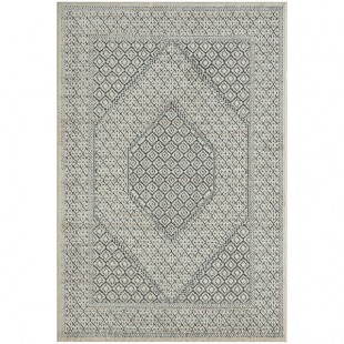 Abani Cabo Collection 4' x 6' Cream / Gray Contemporary Hexagon Medallion Area Rug