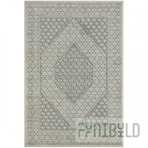 Abani Cabo Collection 4' x 6' Cream / Gray Contemporary Hexagon Medallion Area Rug