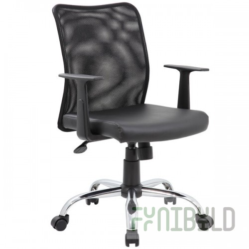 Boss B6116C-CS Black Mesh Back and Vinyl Seat Budget Task Chair with T-Arms