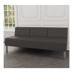 Lesro Luxe Lounge Series Patriot Plus Charcoal Vinyl 3-Seat Sofa with Steel Legs Lesro Luxe Lounge Series Patriot Plus Charcoal Vinyl 3-Seat Sofa with Steel Legs