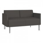 Lesro Luxe Lounge Series Patriot Plus Charcoal Vinyl 3-Seat Sofa with Steel Legs Lesro Luxe Lounge Series Patriot Plus Charcoal Vinyl 3-Seat Sofa with Steel Legs