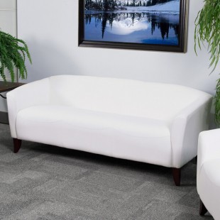 Flash Furniture 111-3-WH-GG Hercules Imperial White Leather Sofa with Wooden Feet Flash Furniture 111-3-WH-GG Hercules Imperial White Leather Sofa with Wooden Feet