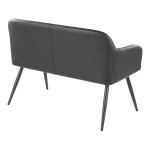LumiSource Daniella Black Faux Leather High-Back Bench with Armrests and Black Steel Frame