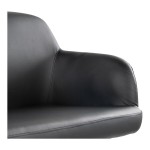 LumiSource Daniella Black Faux Leather High-Back Bench with Armrests and Black Steel Frame