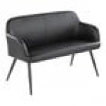 LumiSource Daniella Black Faux Leather High-Back Bench with Armrests and Black Steel Frame