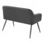 LumiSource Daniella Black Faux Leather High-Back Bench with Armrests and Black Steel Frame