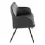 LumiSource Daniella Black Faux Leather High-Back Bench with Armrests and Black Steel Frame