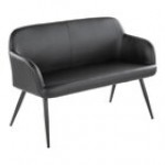 LumiSource Daniella Black Faux Leather High-Back Bench with Armrests and Black Steel Frame