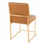 LumiSource Fuji Camel Faux Leather High-Back Side Chair with Gold Metal Frame - 2/Case