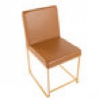 LumiSource Fuji Camel Faux Leather High-Back Side Chair with Gold Metal Frame - 2/Case
