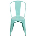 Flash Furniture ET-3534-MINT-GG Mint Green Stackable Galvanized Steel Chair with Vertical Slat Back and Drain Hole Seat Flash Furniture ET-3534-MINT-GG Mint Green Stackable Galvanized Steel Chair with Vertical Slat Back and Drain Hole Seat