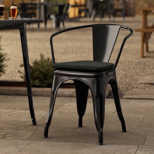 Lancaster Table & Seating Alloy Onyx Black Outdoor Arm Chair with Black Fabric Magnetic Cushion Lancaster Table & Seating Alloy Onyx Black Outdoor Arm Chair with Black Fabric Magnetic Cushion
