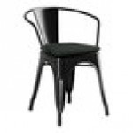 Lancaster Table & Seating Alloy Onyx Black Outdoor Arm Chair with Black Fabric Magnetic Cushion Lancaster Table & Seating Alloy Onyx Black Outdoor Arm Chair with Black Fabric Magnetic Cushion