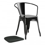 Lancaster Table & Seating Alloy Onyx Black Outdoor Arm Chair with Black Fabric Magnetic Cushion Lancaster Table & Seating Alloy Onyx Black Outdoor Arm Chair with Black Fabric Magnetic Cushion