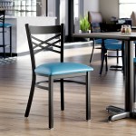 Lancaster Table & Seating Black Finish Cross Back Chair with 2 1/2 Lancaster Table & Seating Black Finish Cross Back Chair with 2 1/2