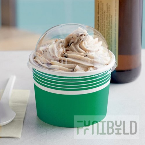 Choice 12 oz. Green Paper Frozen Yogurt / Food Cup with Dome Lid - 50/Case