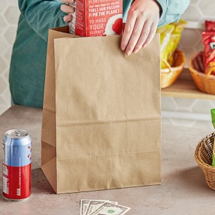 Choice 1/8 52 lb. Natural Kraft Paper Customizable Barrel Sack - 500/Case
