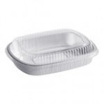 Durable Packaging 9553-PT-50 Smoothwall Black and Gold Black Diamond Large Foil Entree / Take-Out Pan with Dome Lid 65.6 oz. - 50/Case