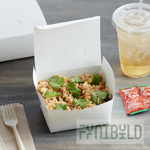 Fold-Pak 01BPDINEWM Bio-Pak Dine White Microwavable Paper #1 Take-Out Container 4 3/8