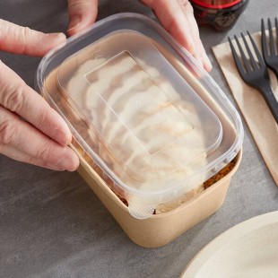Choice 16-32 oz. Rectangular Polypropylene Take-Out Lid - 300/Case
