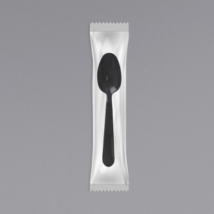 Fineline ReForm Individually Wrapped Black Plastic Spoon - 1,000/Case Fineline ReForm Individually Wrapped Black Plastic Spoon - 1,000/Case