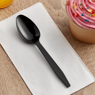 Choice Black Heavy Weight Polypropylene Plastic Teaspoon - 1,000/Case