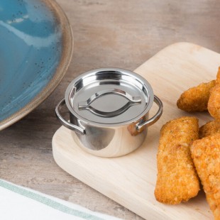 American Metalcraft MPL4 4 oz. Mini Stainless Steel Pot and Lid American Metalcraft MPL4 4 oz. Mini Stainless Steel Pot and Lid
