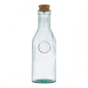 TableCraft Authentic 34 oz. Recycled Green Glass Bottle / Carafe with Cork 6631 - 6/Case