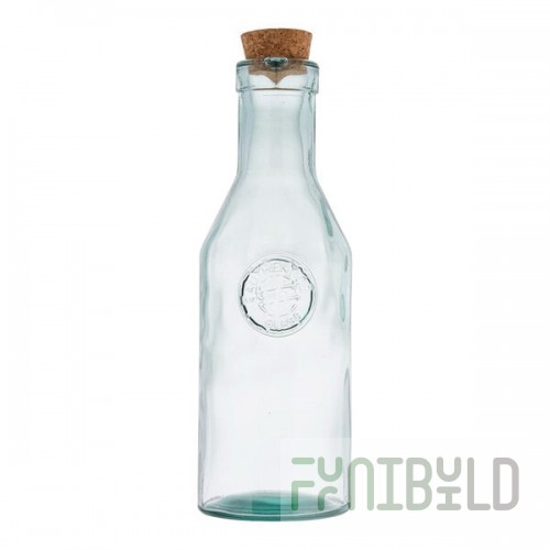 TableCraft Authentic 34 oz. Recycled Green Glass Bottle / Carafe with Cork 6631 - 6/Case