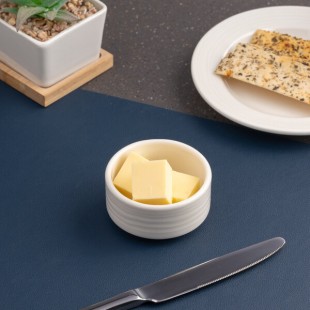 Ariane Eclipse 5 oz. White Embossed Porcelain Butter Ramekin - 12/Case Ariane Eclipse 5 oz. White Embossed Porcelain Butter Ramekin - 12/Case