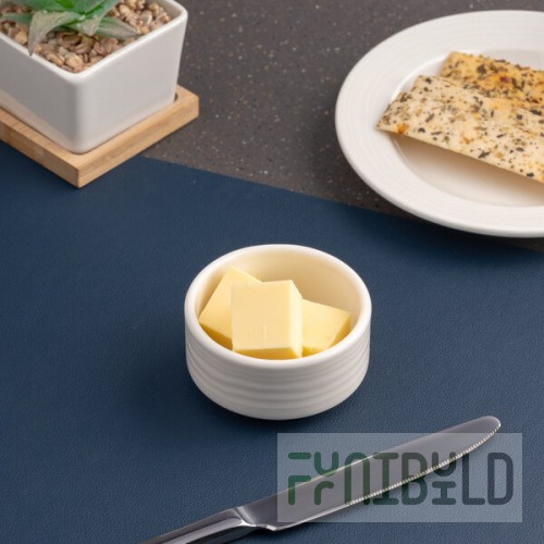 Ariane Eclipse 5 oz. White Embossed Porcelain Butter Ramekin - 12/Case