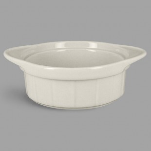 RAK Porcelain Chef's Fusion 10.2 oz. Sand White Porcelain Ramekin with Grooves - 12/Case