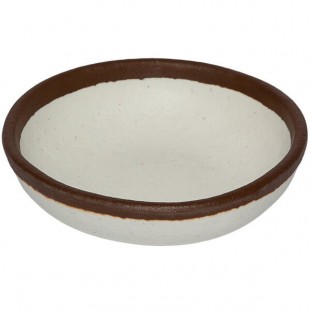 GET B-35-CRM Pottery Market 2.5 oz. Glazed Cream Melamine Ramekin with Brown Trim - 48/Case