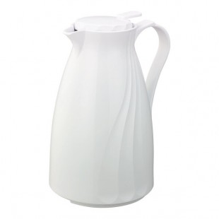 Service Ideas Twist 'N' Serv 67.6 oz. White Plastic Insulated Coffee Carafe / Server with Push-Button Lid TNSPB2WH