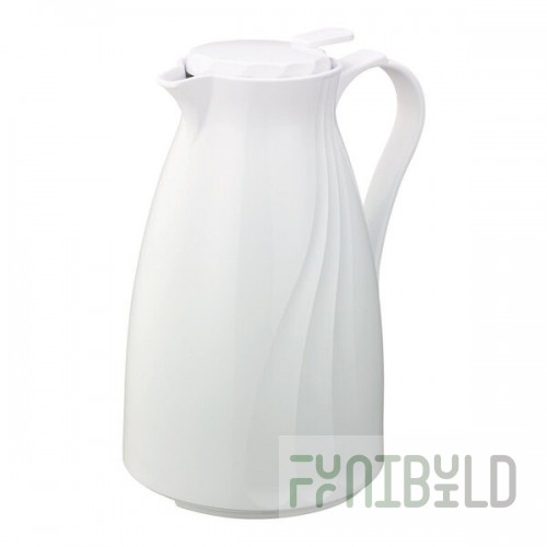 Service Ideas Twist 'N' Serv 67.6 oz. White Plastic Insulated Coffee Carafe / Server with Push-Button Lid TNSPB2WH